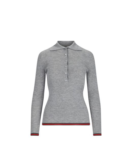 Gucci Gray Ribbed-Knit C Mere And Silk Sweater for men