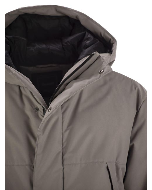 Herno Gray Laminar 2 Layers Down Jacket With Hood for men