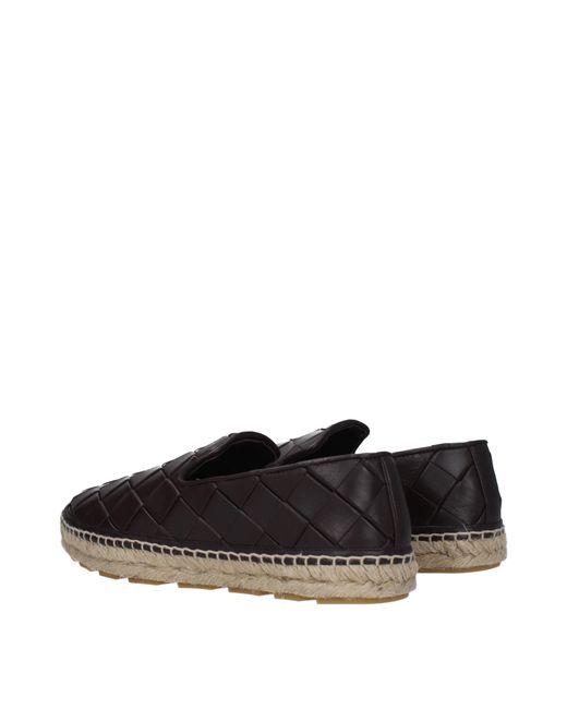 Bottega Veneta Black Jack Leather Espadrilles/Dark Chocolate