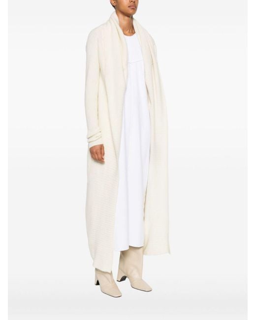 Rick Owens White Strickte lange Strickjacke