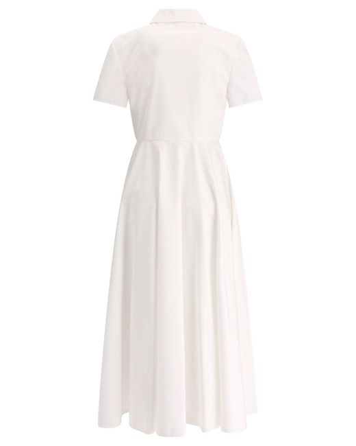 Valentino White Kleid mit Hibiskus -Stickerei