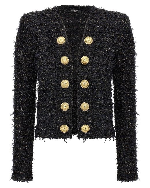 Balmain Lurex Tweed Blazer in het Black