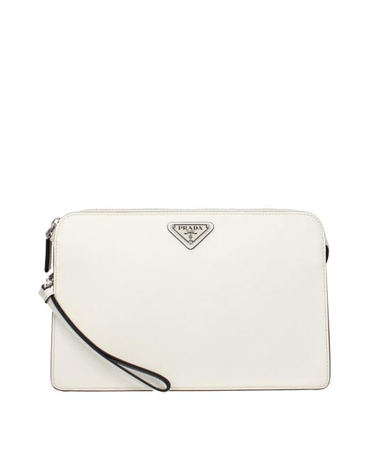 Prada White Leather Pochette