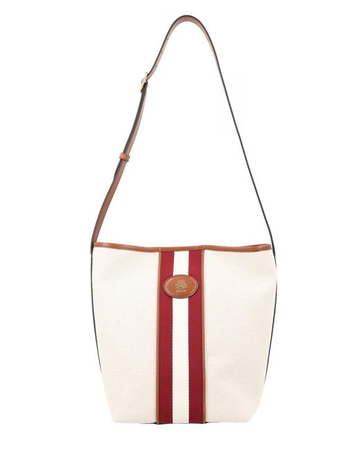 Bally White Mini Linen Shoulder Bag