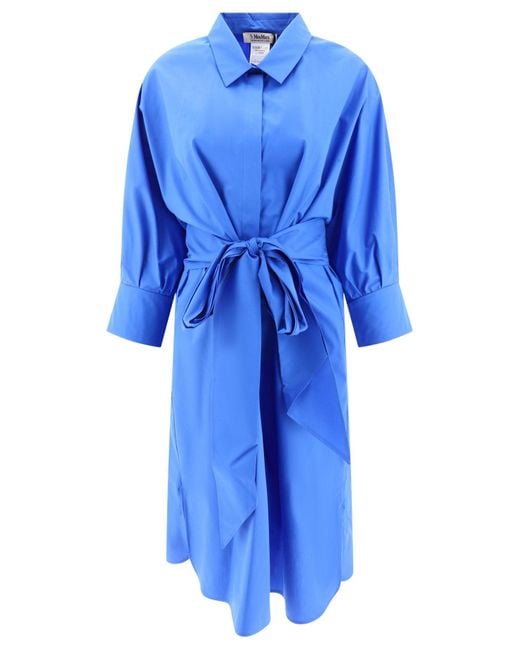 Max Mara "tabata" Poplin Shirt Dress in het Blue