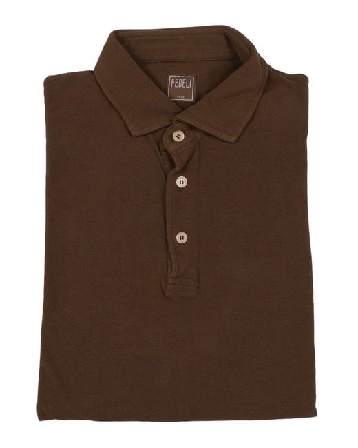 Fedeli Brown Polo Shirt S/S Knitted