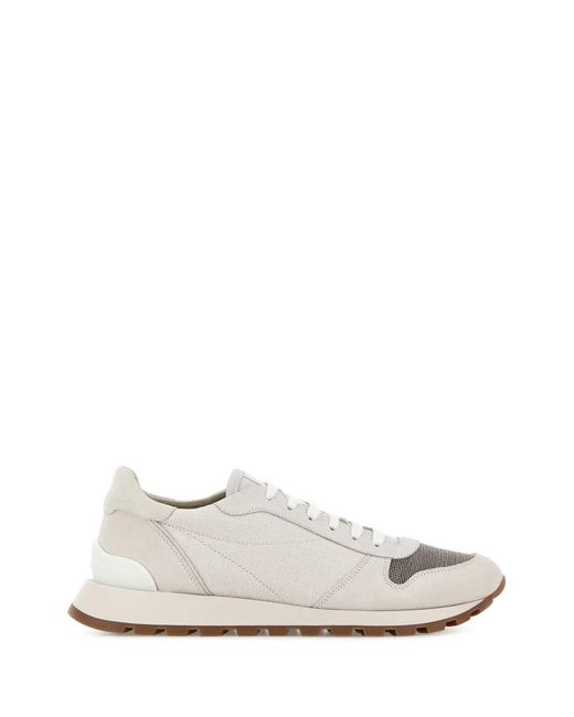 Brunello Cucinelli White Light Fabric Sneakers