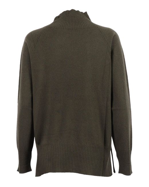 Kangra Cashmere Green Collo Cratere Manica Raglan Con Spacchi