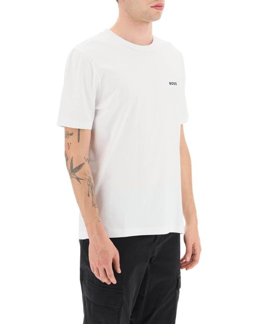 Stretch coton t-shirt Boss pour homme en coloris White