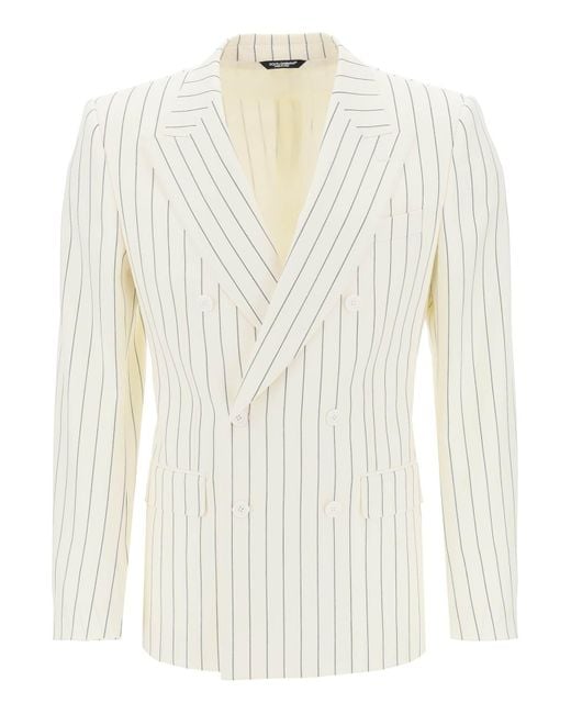 Dolce & Gabbana Double Breasted Pinstripe in het White voor heren