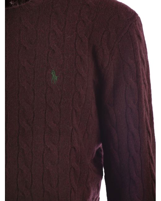 Polo Ralph Lauren Purple Wool And Cashmere Cable Knit Sweater