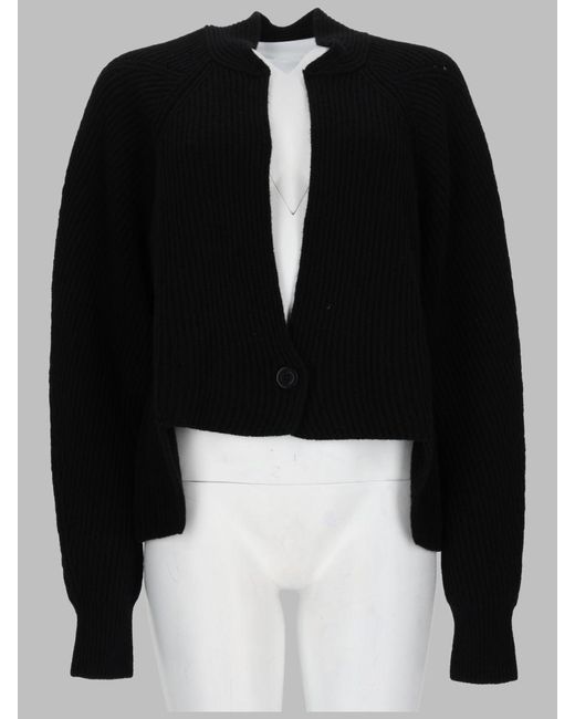 Nude Black Ribbed Mini Knit Cardigan For