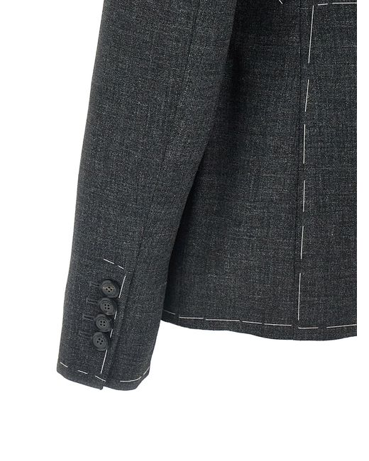 Moschino Black Embroidered Canvas Blazer