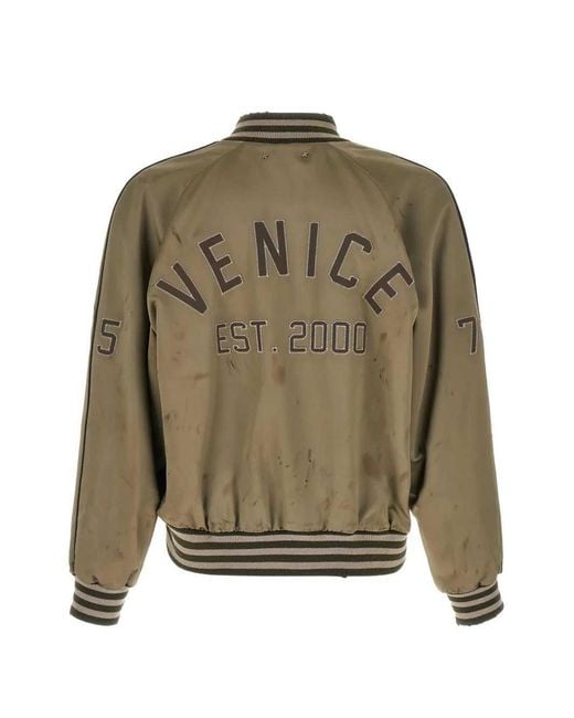 Golden Goose Deluxe Brand Green Ourney Panfilo Bomber Jacket With Satin Knit Details
