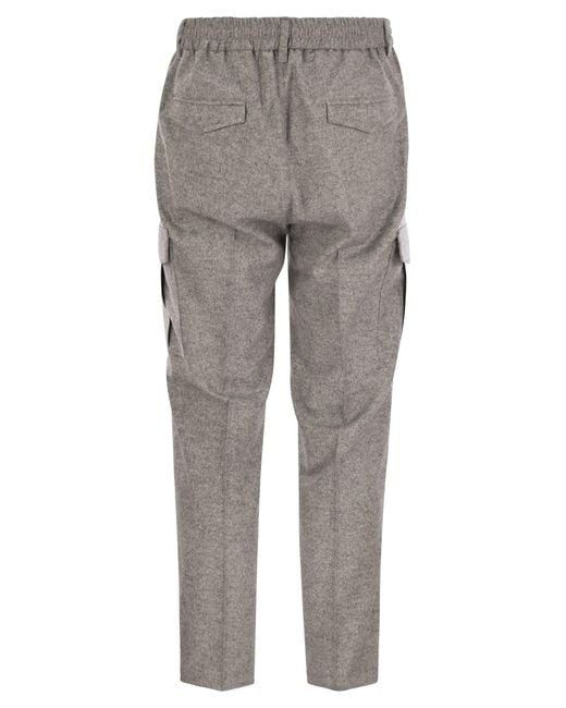 Peserico Gray Wool, Silk And Cashmere Jogger Trousers for men