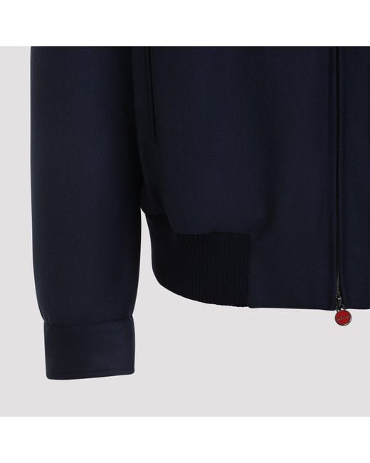 Kiton Blue Premium Wool Bomber Jacket