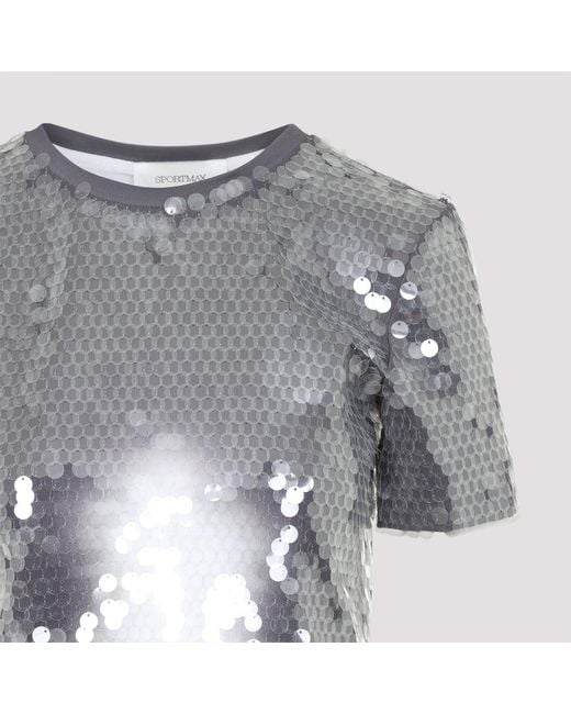 Sportmax Gray Smoke Kibbutz Sequined T-Shirt