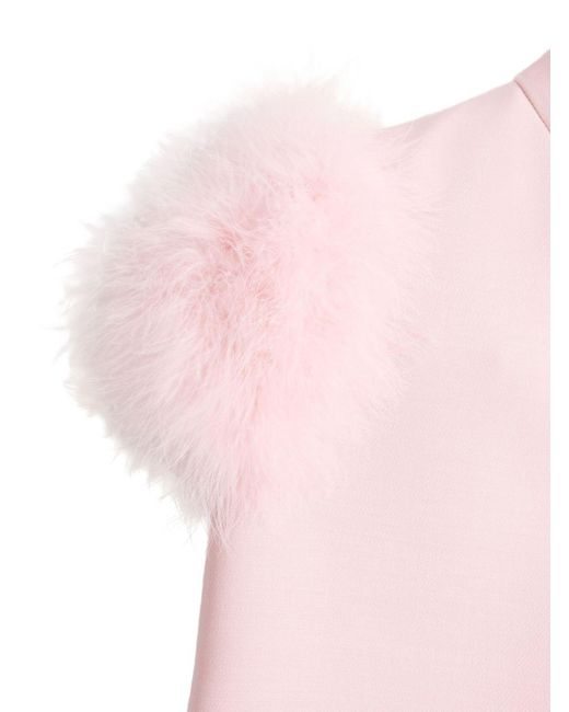 Valentino Pink Feathered Wool And Silk Dress