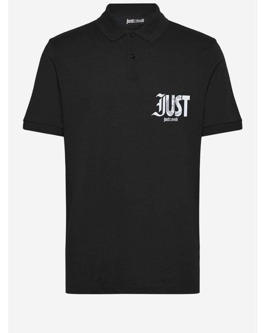 Just Cavalli Black Polo Shirt Cotton for men
