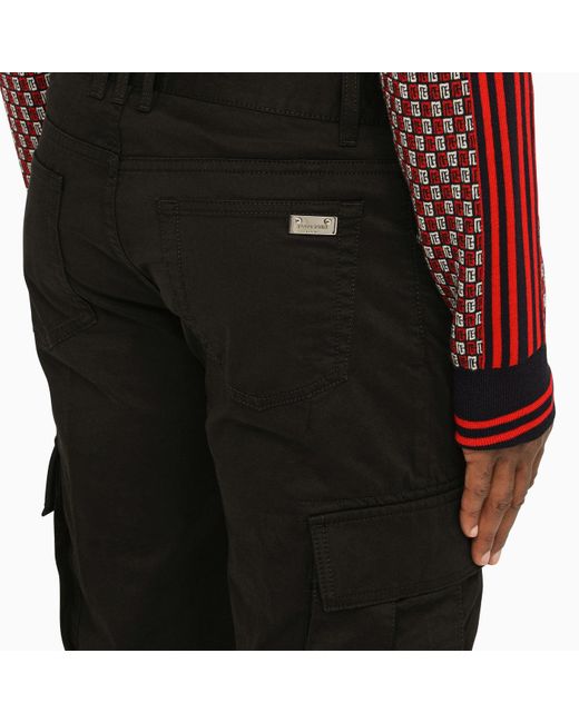 Balmain Black Cotton Cargo Trousers for men