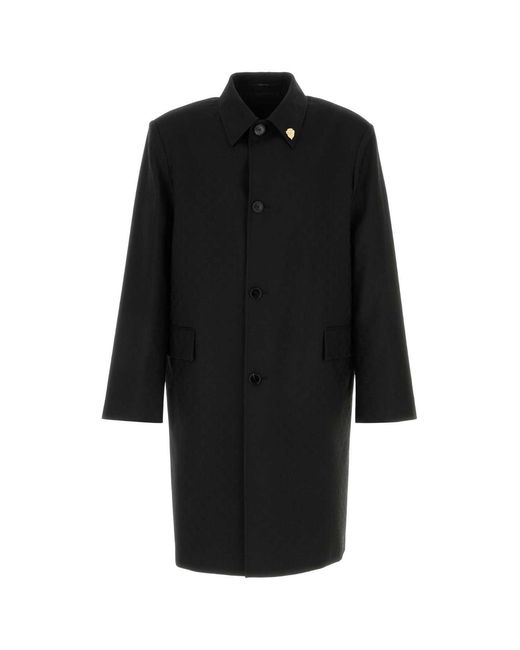 Gucci Black Solid Wool Coat for men
