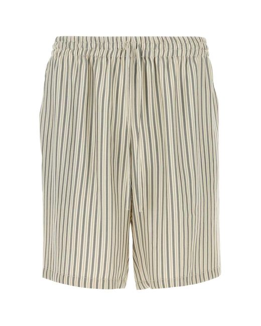 LeKasha White Embroidered Silk Bermuda Shorts for men