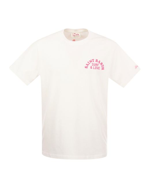 Mc2 Saint Barth Cotton T -shirt Met Surfer Girl -print in het White voor heren