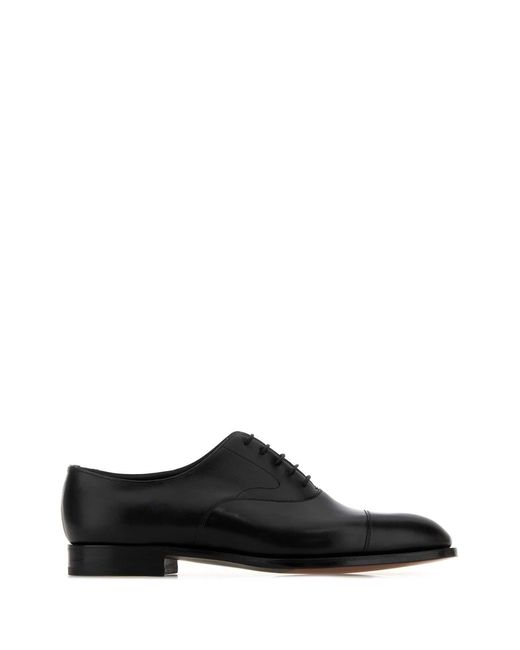 Edward Green Black Leather Chelsea Lace Up Shoes