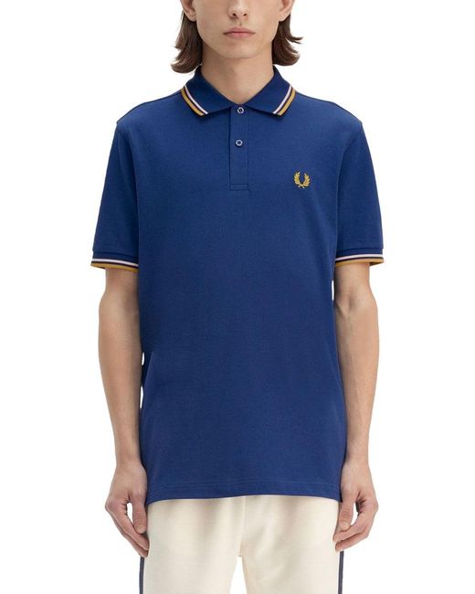 Tシャツ・カットソー FRED PERRY COTTON PIQUE POLO SHIRT WITH DOUBLE STRIPE Fred Perry Cotton Pique Polo Shirt With Double Stripe in