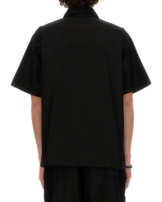 Needles Black Relaxed Fit Short-Sleeved Shirt With Classic Collar And Chest Pockets for men