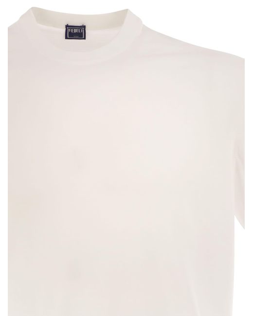 Fedeli White Giza Cotton T-Shirt for men