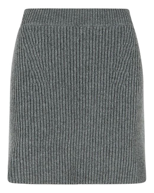 Jil Sander Gray Grey Wool Minirockirirt