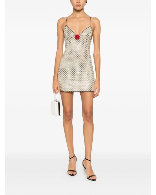 Oseree Multicolor Polka-Dot Appliqué Mini Dress