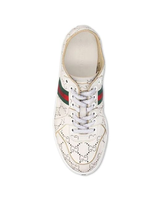 Gucci White Stretch Leather Sneakers