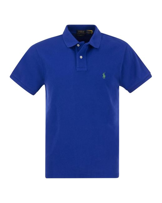 Polo Ralph Lauren Slim Fit Pique Polo Shirt in het Blue voor heren