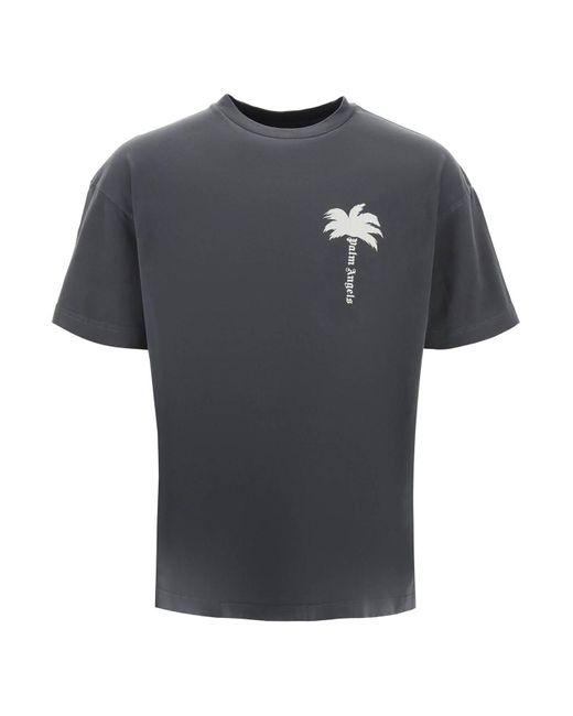 Palm Angels Tree Round Neck T -shirt in het Black voor heren