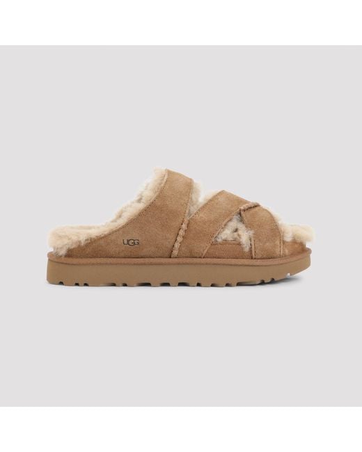 Ugg Brown Greenport Cross Strap Slide
