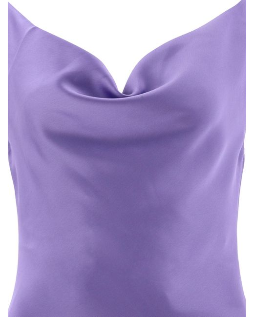 Vestido de cuello drapeado profundo Norma Kamali de color Purple
