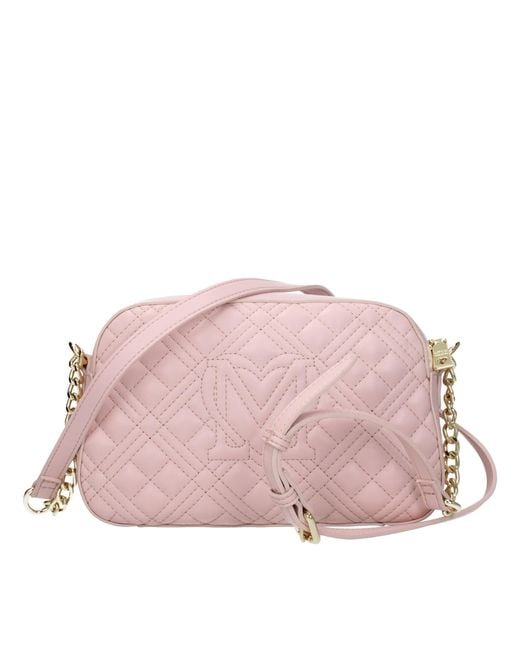 Love Moschino Pink Crossbody Bags Polyurethane/Powder