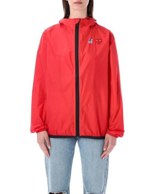 COMME DES GARÇONS PLAY Red Waterproof Hooded K-Way Nylon Jacket