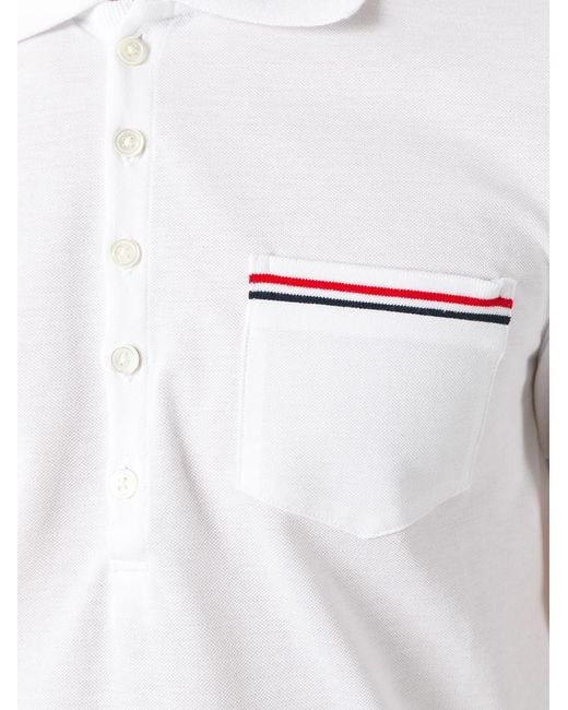 Thom Browne White Patch Pocket Polo Shirt for men