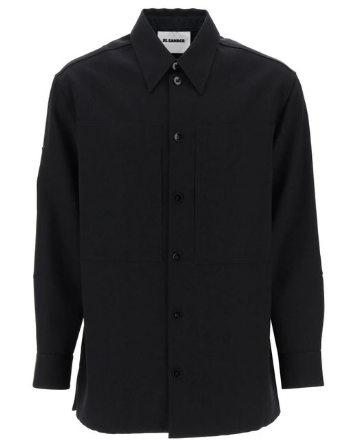 Jil Sander Wol Shirt in het Black voor heren