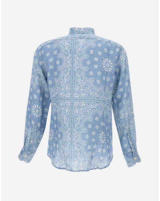 Mc2 Saint Barth Pamplona Linnen Shirt In Lichtblauw in het Blue voor heren