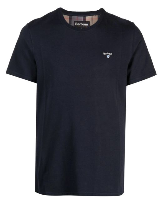 Barbour Black Embroidered-Logo Cotton T-Shirt for men