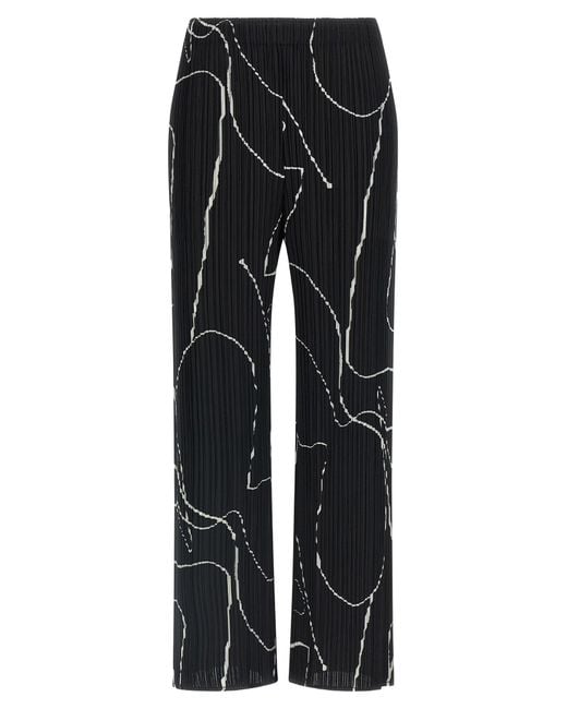 Piatte Per Favore Issey Miyake Pantaloni di Pleats Please Issey Miyake in Black