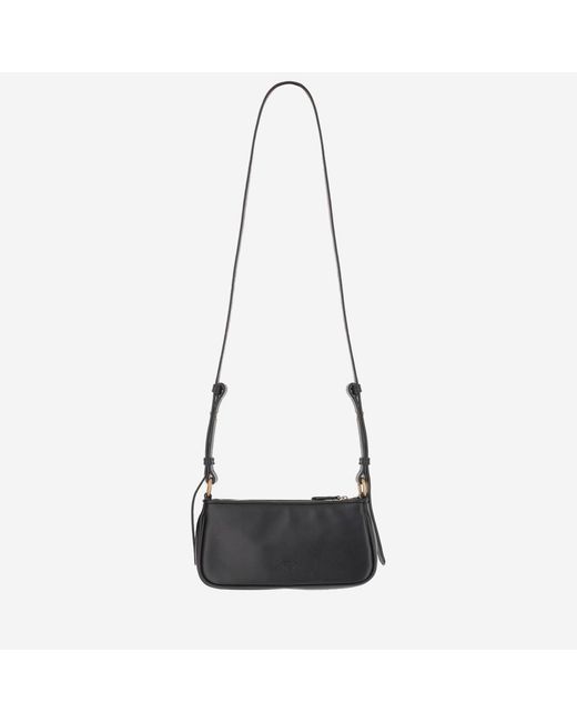Pinko Black Mini Half Moon Baguette Ledertasche mit Logo