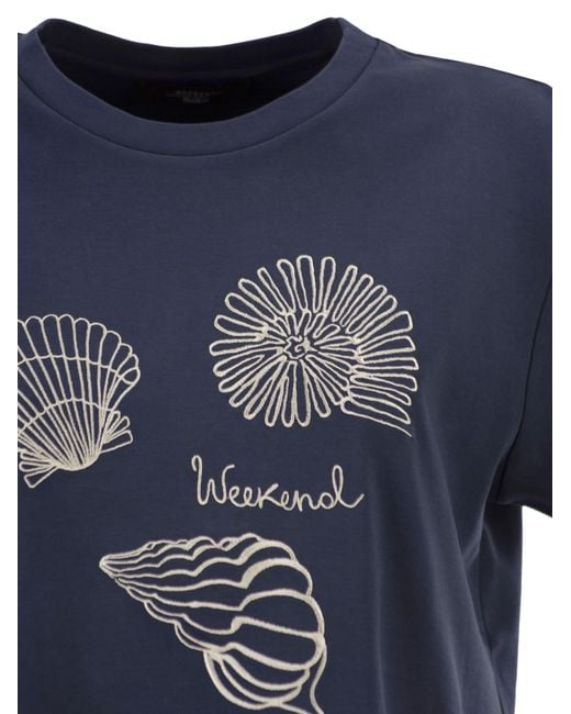 Weekend by Maxmara Blue Wkdsabato Cotton Jersey T Shirt With Print