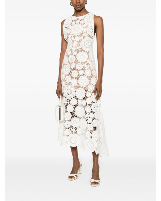 Self-Portrait White Crochet Maxi Dress