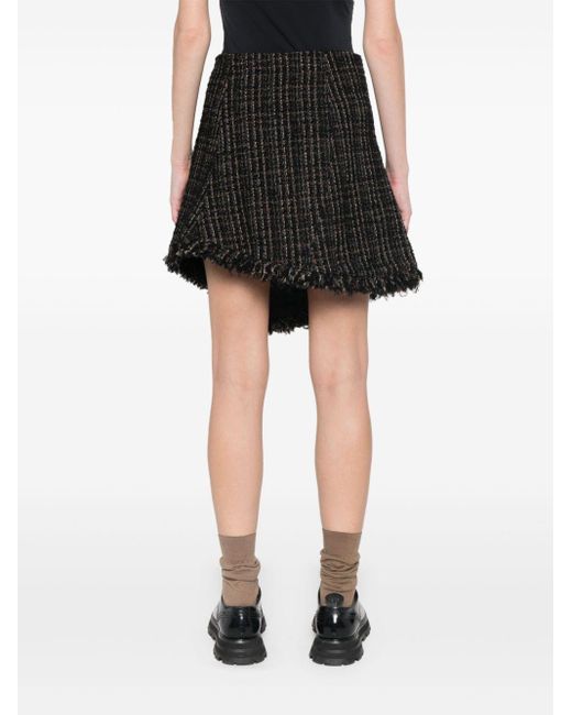 Sacai Black Tweed Wool Mini Skirt