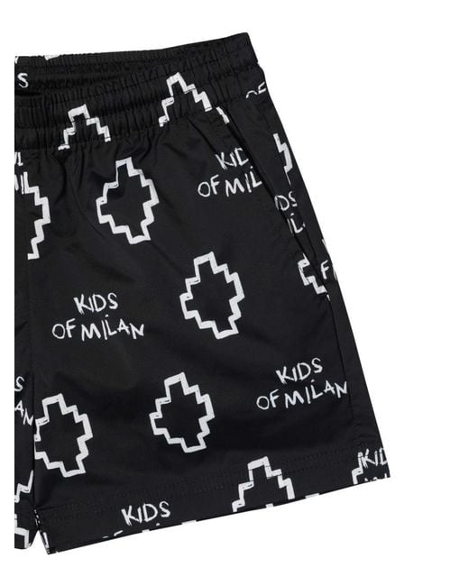 Marcelo Burlon Black Basic Logo Aop Beachwear Shor for men
